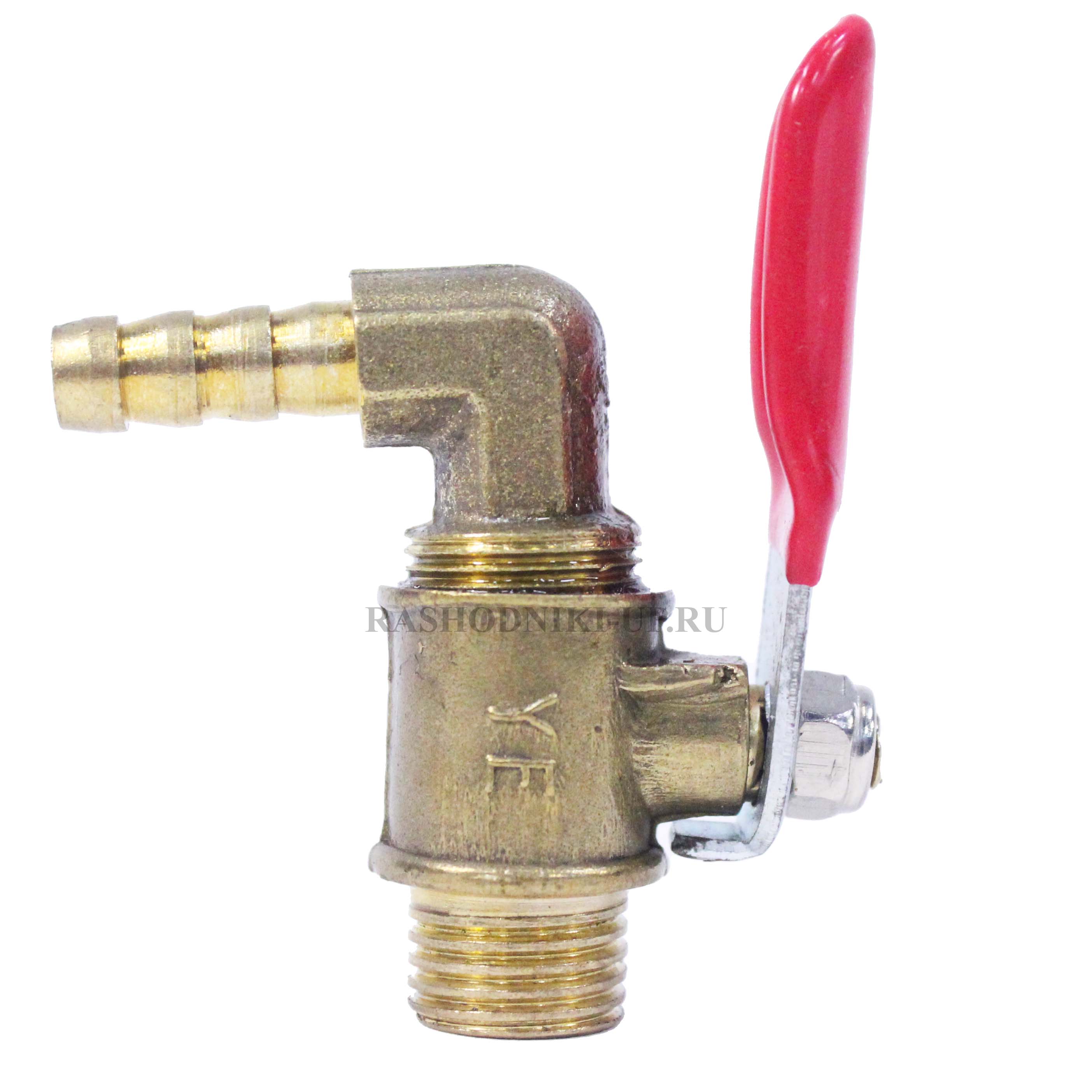 EC80628 Вентиль шаровый 1/4" наружная резьба - 6мм елочка угловой