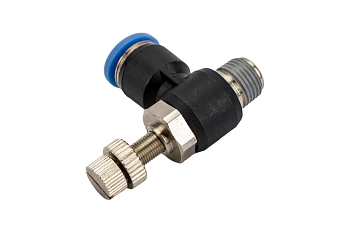 Фитинг цанговый регул. расх. возд. L-обр 1/4-10 нар. резьба ЕС 630814